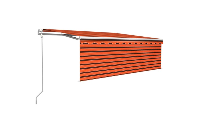 markise m. rullegardin 4x3 m automatisk orange + brun - Orange - Havemøbler - Solafskærmning - Markiser - Vinduesmarkise