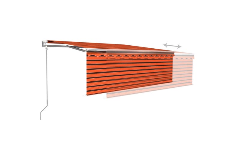 markise m. rullegardin 4x3 m automatisk orange + brun - Orange - Vinduesmarkise - Markiser