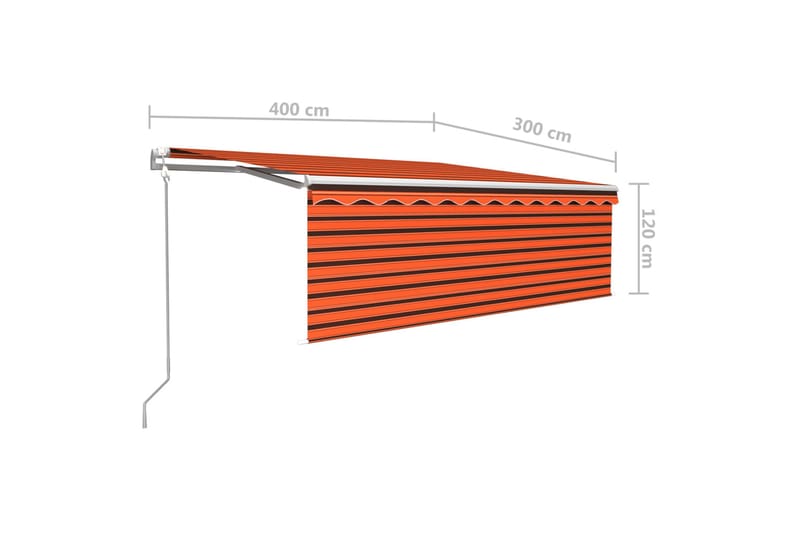 markise m. rullegardin 4x3 m automatisk orange + brun - Orange - Havemøbler - Solafskærmning - Markiser - Vinduesmarkise