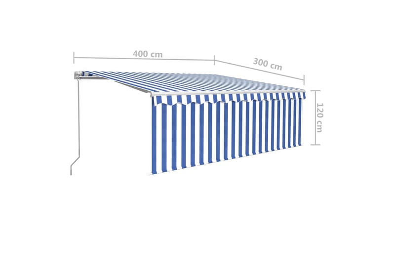 markise m. rullegardin 4x3 m manuel betjening blå + hvid - Blå - Vinduesmarkise - Markiser