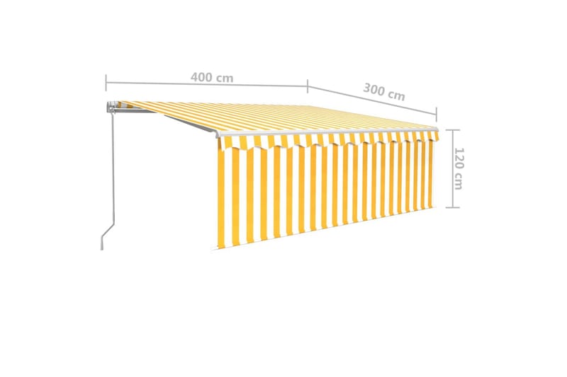 markise m. rullegardin 4x3 m manuel betjening gul + hvid - Gul - Vinduesmarkise - Markiser - Solbeskyttelse vindue