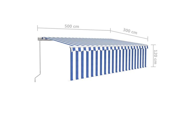 markise m. rullegardin 5x3 m manuel betjening blå + hvid - Blå - Vinduesmarkise - Markiser