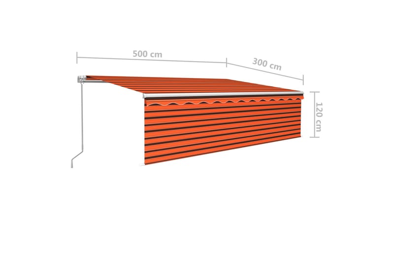 markise m. rullegardin 5x3 m manuel betjening - Orange - Balkonmarkise - Markiser - Terrassemarkise