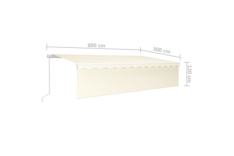 markise m. rullegardin 6x3 m manuel betjening cremefarvet - Creme - Havemøbler - Solafskærmning - Markiser - Vinduesmarkise