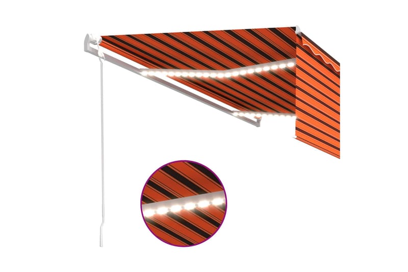 markise m. rullegardin+LED+vindsensor 5x3 m auto - Orange - Vinduesmarkise - Markiser