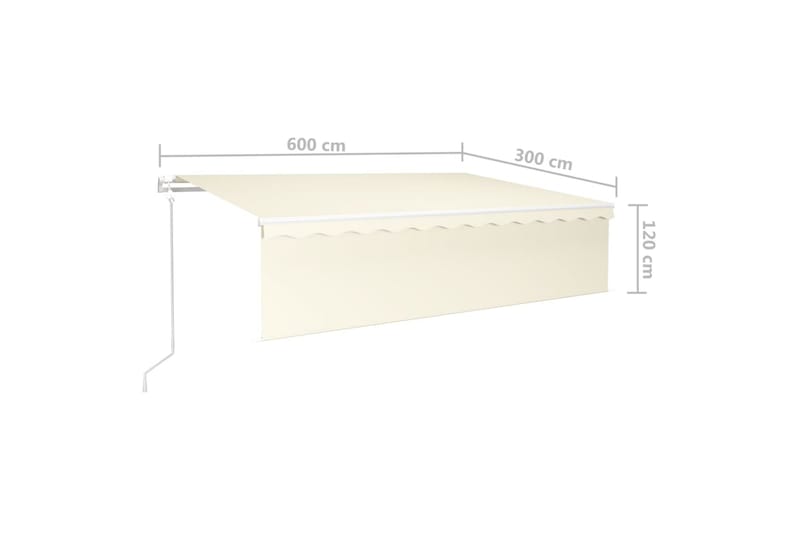 markise m. rullegardin+LED+vindsensor 6x3 m auto - Creme - Havemøbler - Solafskærmning - Markiser - Vinduesmarkise