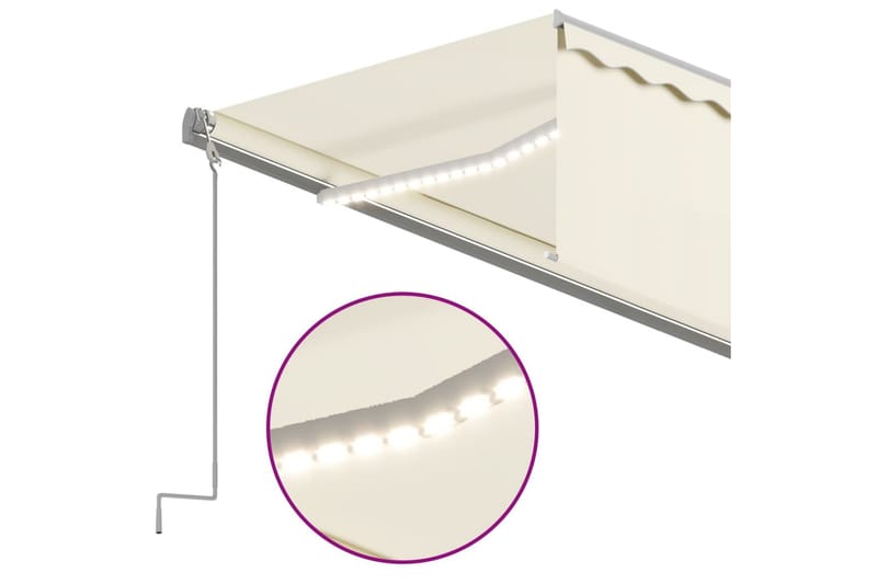 markise m. rullegardin+LED+vindsensor 6x3 m auto cremefarvet - Creme - Havemøbler - Solafskærmning - Markiser - Vinduesmarkise