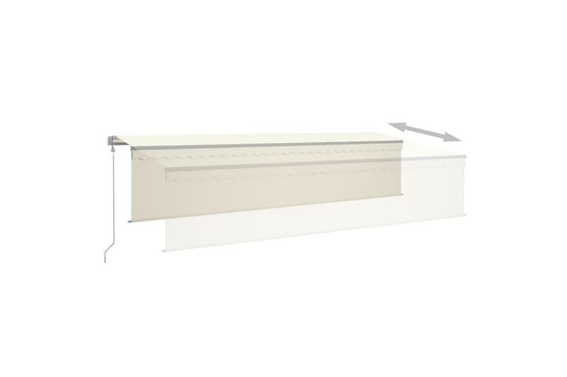markise m. rullegardin+LED+vindsensor 6x3 m auto cremefarvet - Creme - Havemøbler - Solafskærmning - Markiser - Vinduesmarkise