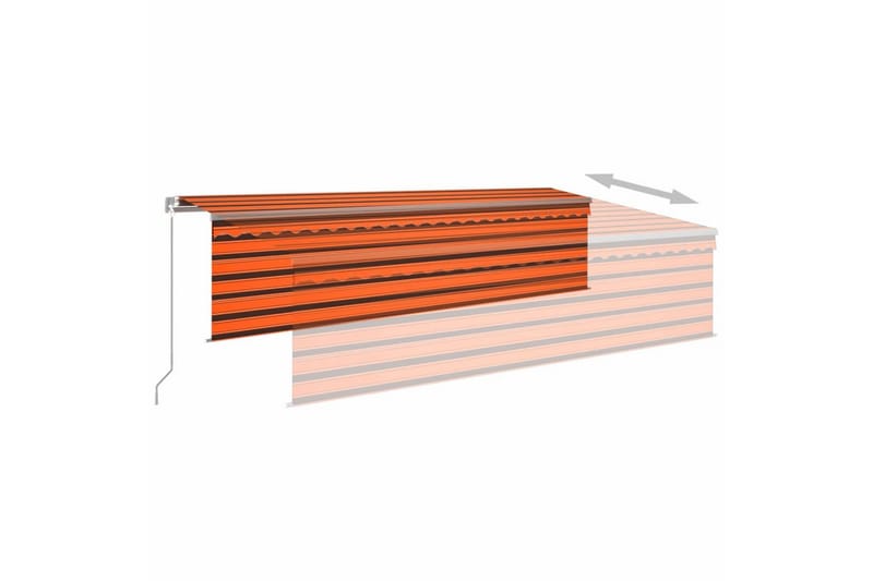markise m. rullegardin og LED 5x3 m manuel - Orange - Balkonmarkise - Markiser - Terrassemarkise