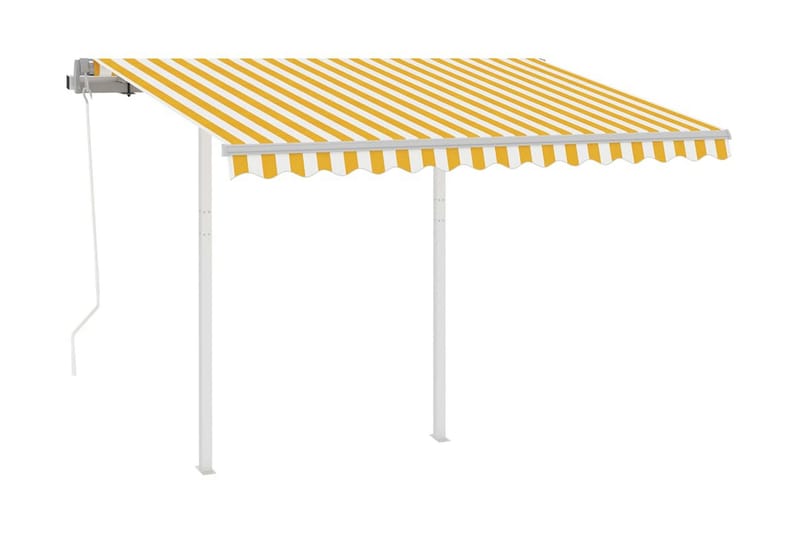 markise m. stolper 3x2,5 m automatisk betjening gul og hvid - Gul - Balkonmarkise - Markiser - Terrassemarkise