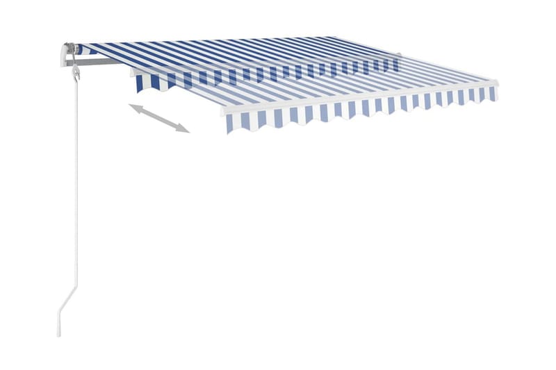 markise m. stolper 3x2,5 m manuel betjening blå og hvid - Blå - Balkonmarkise - Markiser - Terrassemarkise
