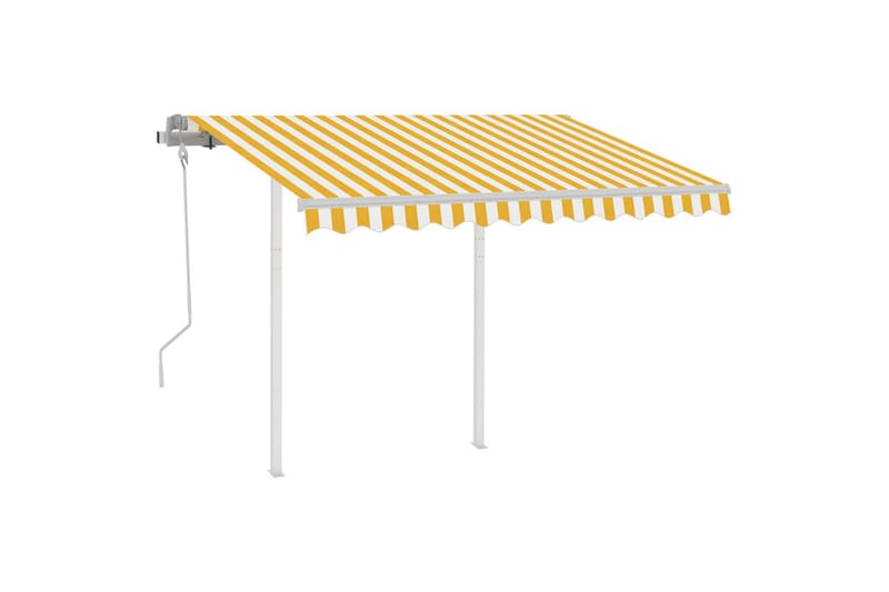 markise m. stolper 3x2,5 m manuel betjening gul og hvid - Gul - Balkonmarkise - Markiser - Terrassemarkise