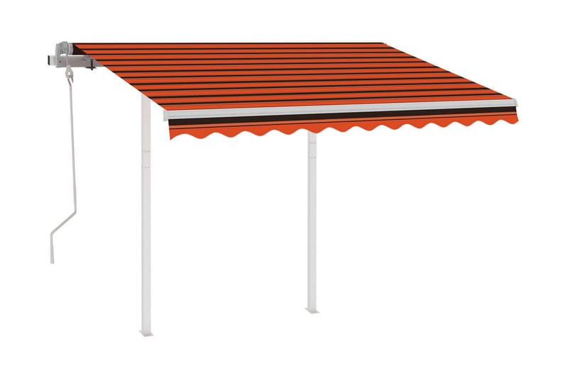 markise m. stolper 3x2,5 m manuel betjening orange og brun - Orange - Balkonmarkise - Markiser - Terrassemarkise