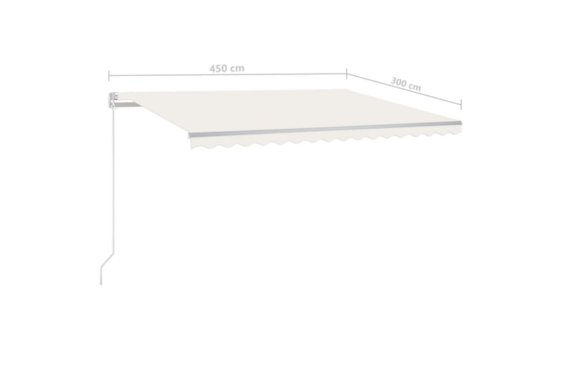 markise m. stolper 4,5x3 m automatisk betjening cremefarvet - Creme - Balkonmarkise - Markiser - Terrassemarkise