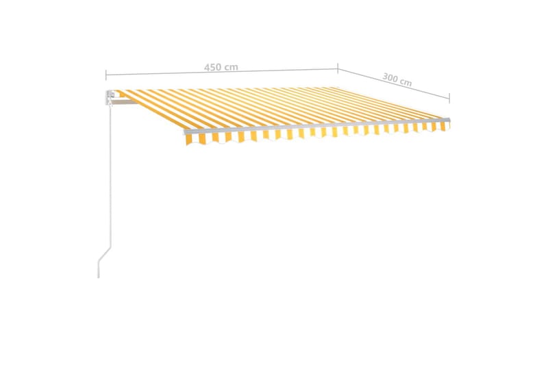 markise m. stolper 4,5x3 m automatisk betjening gul og hvid - Gul - Balkonmarkise - Markiser - Terrassemarkise