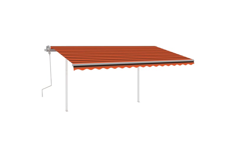 markise m. stolper 4,5x3 m manuel betjening orange og brun - Orange - Havemøbler - Solafskærmning - Markiser - Balkonmarkise