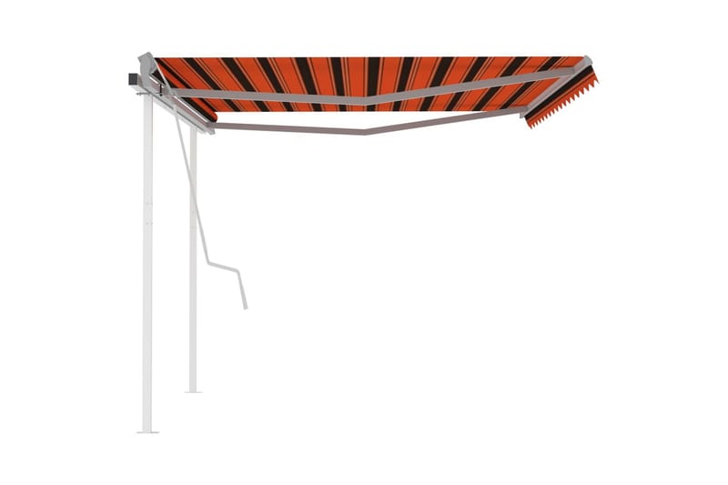 markise m. stolper 4,5x3 m manuel betjening orange og brun - Orange - Balkonmarkise - Markiser - Terrassemarkise