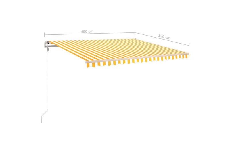 markise m. stolper 4x3,5 m manuel betjening gul og hvid - Balkonmarkise - Markiser - Terrassemarkise