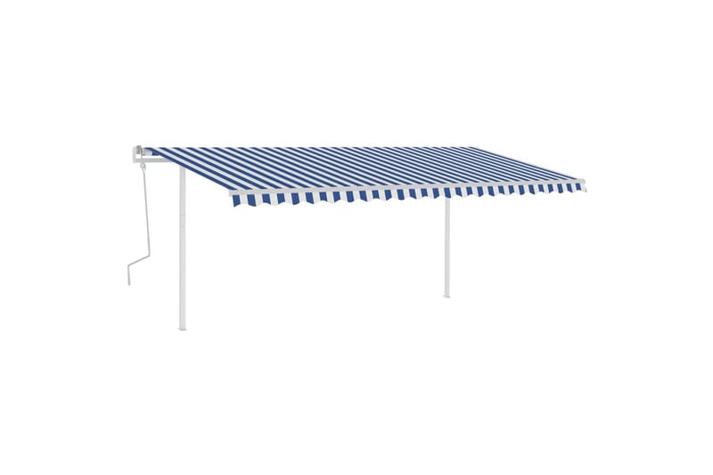 markise m. stolper 5x3,5 m manuel betjening blå og hvid - Blå - Balkonmarkise - Markiser - Terrassemarkise