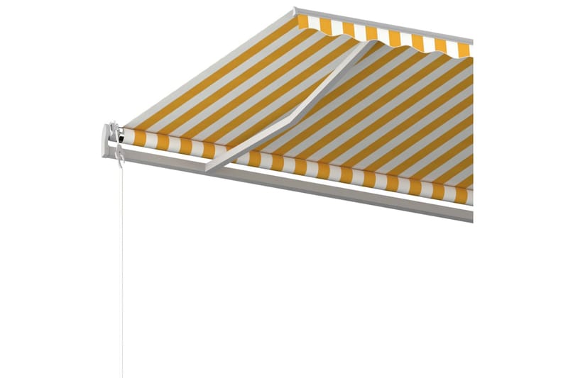markise m. stolper 5x3 m automatisk betjening gul og hvid - Balkonmarkise - Markiser - Terrassemarkise