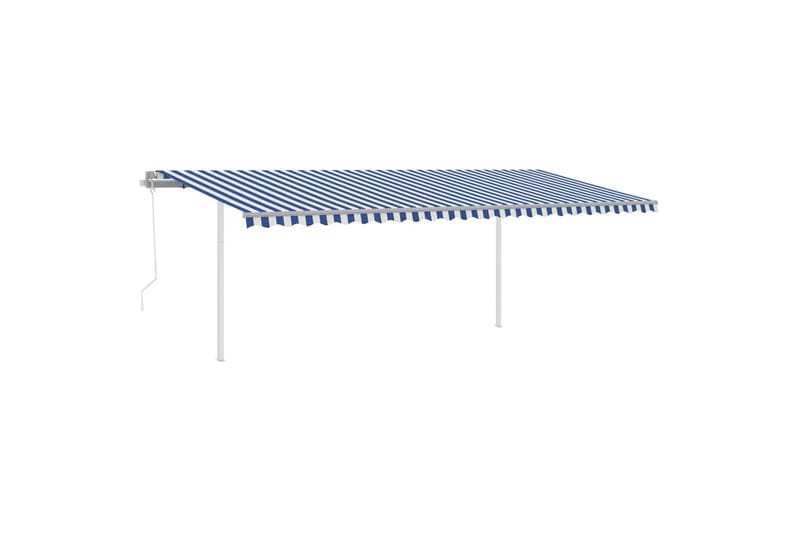 markise m. stolper 6x3,5 m automatisk betjening blå og hvid - Blå - Balkonmarkise - Markiser - Terrassemarkise