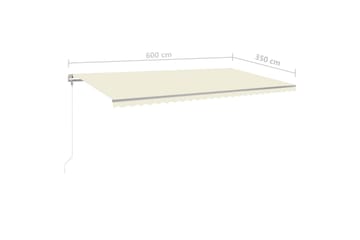 markise m. stolper 6x3,5 m automatisk betjening cremefarvet - Creme - Havemøbler - Solafskærmning - Markiser - Balkonmarkise