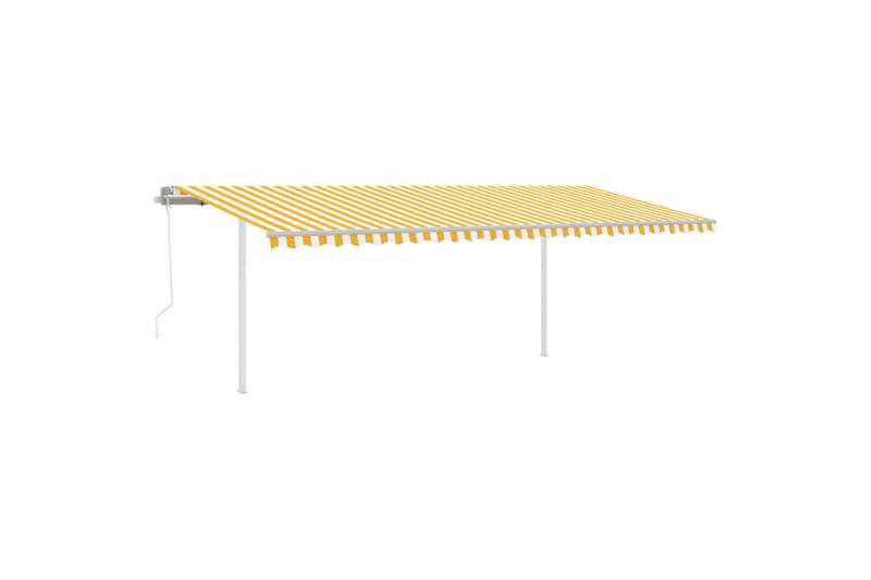 markise m. stolper 6x3,5 m automatisk betjening gul og hvid - Gul - Balkonmarkise - Markiser - Terrassemarkise