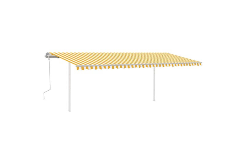 markise m. stolper 6x3 m manuel betjening gul og hvid - Gul - Balkonmarkise - Markiser - Terrassemarkise