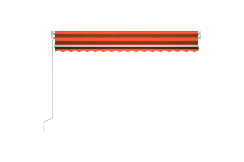 markise med LED 400x300 cm manuel betjening orange og brun - Orange - Balkonmarkise - Markiser - Terrassemarkise