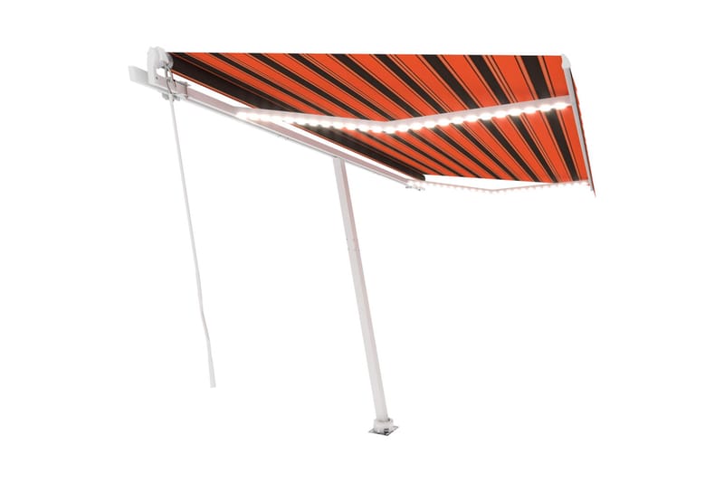markise med LED 400x300 cm manuel betjening orange og brun - Orange - Havemøbler - Solafskærmning - Markiser - Balkonmarkise