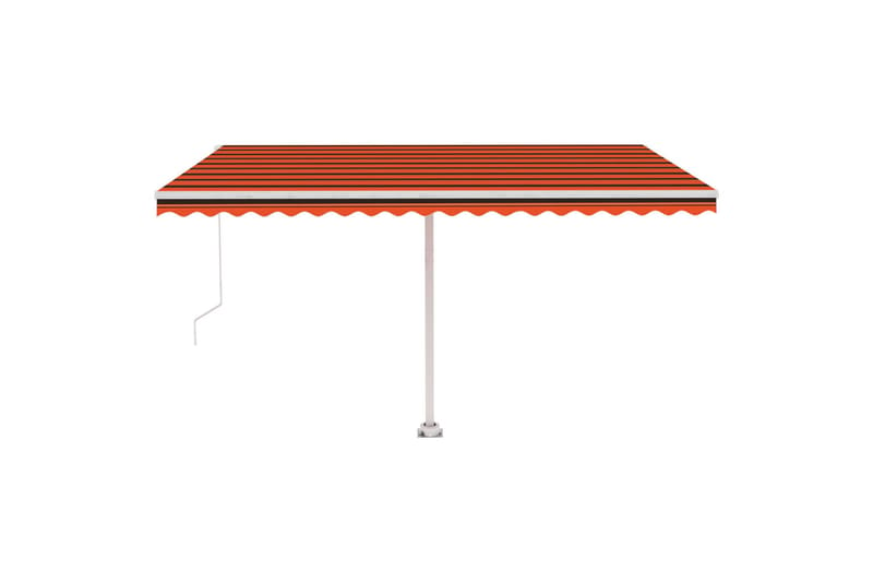 markise med LED 400x300 cm manuel betjening orange og brun - Orange - Balkonmarkise - Markiser - Terrassemarkise