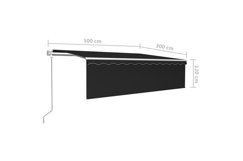 markise med rullegardin 5x3 m automatisk betjeninggrå - Antracit - Vinduesmarkise - Markiser - Solbeskyttelse vindue
