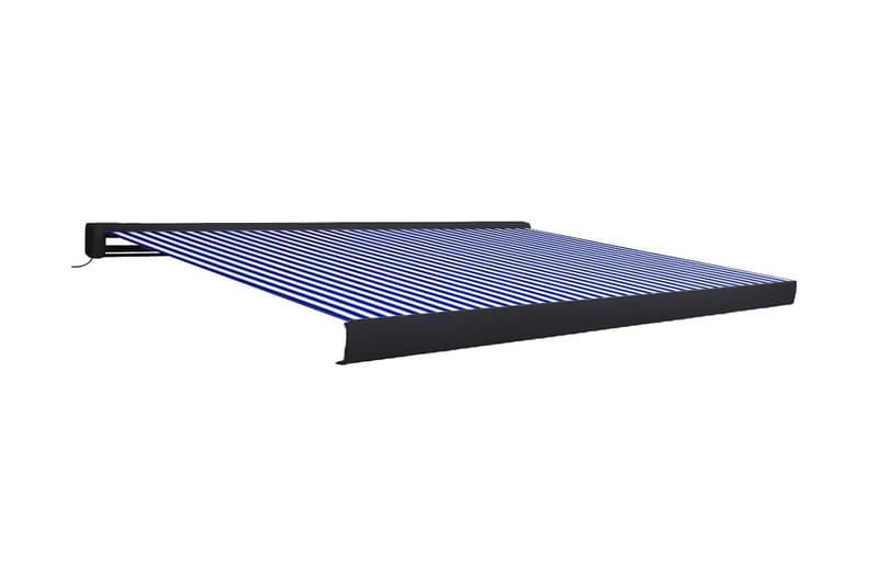 Motoriseret Kassettemarkise 450x300 cm Blå Og Hvid - Blå - Havemøbler - Solafskærmning - Markiser - Balkonmarkise