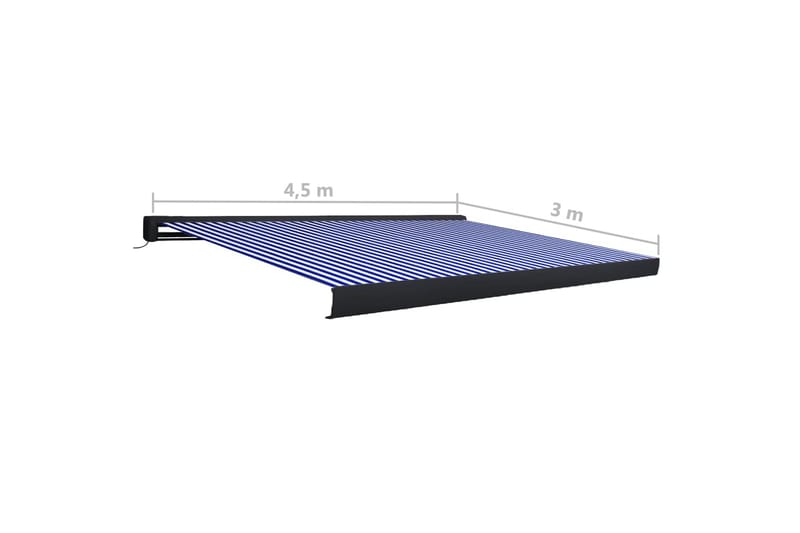 Motoriseret Kassettemarkise 450x300 cm Blå Og Hvid - Blå - Havemøbler - Solafskærmning - Markiser - Balkonmarkise