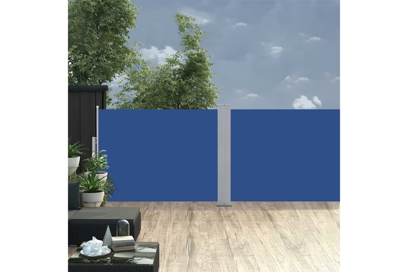 sammenrullelig sidemarkise 100 x 1000 cm blå - Blå - Balkonmarkise - Markiser - Sidemarkise - Altanafskærmning