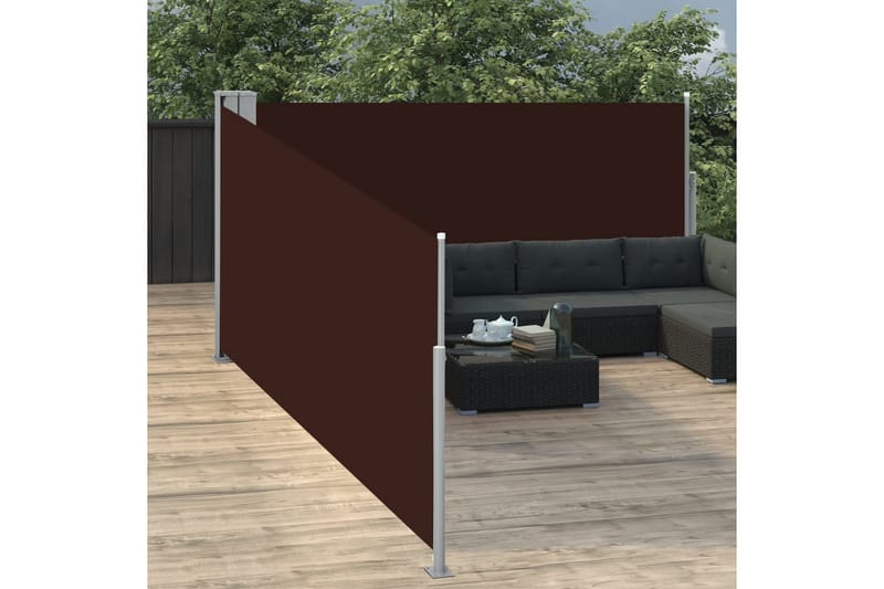 sammenrullelig sidemarkise 100 x 1000 cm brun - Brun - Havemøbler - Solafskærmning - Markiser - Balkonmarkise