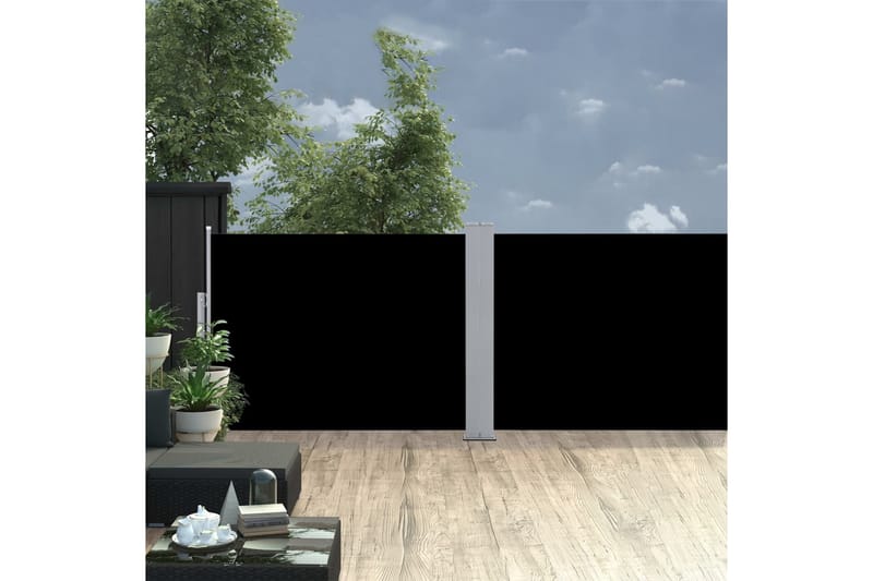 sammenrullelig sidemarkise 100 x 1000 cm sort - Sort - Havemøbler - Solafskærmning - Markiser - Balkonmarkise