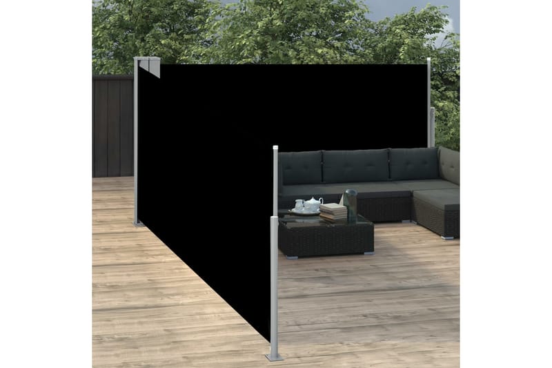 sammenrullelig sidemarkise 100 x 1000 cm sort - Sort - Havemøbler - Solafskærmning - Markiser - Balkonmarkise