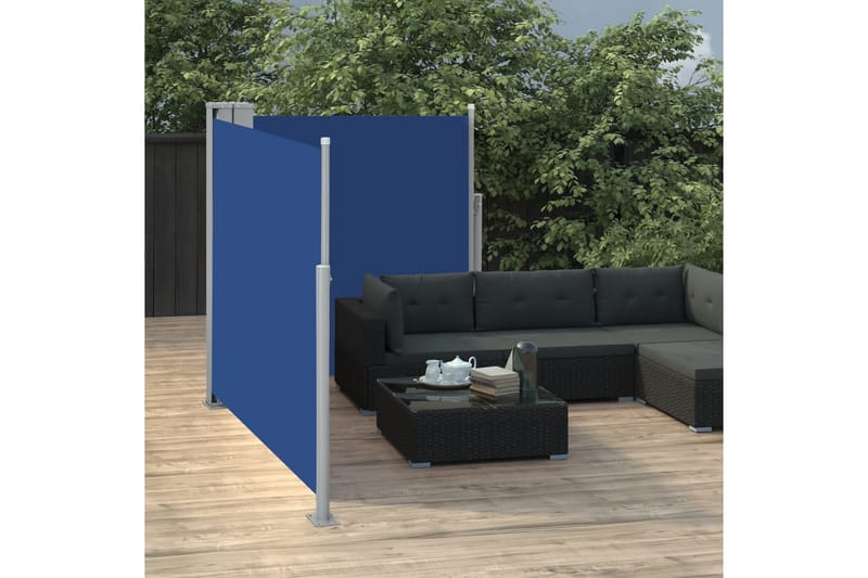 sammenrullelig sidemarkise 100 x 600 cm blå - Blå - Havemøbler - Solafskærmning - Markiser - Balkonmarkise