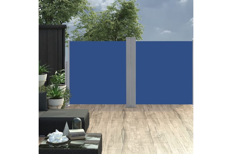 sammenrullelig sidemarkise 100 x 600 cm blå - Blå - Balkonmarkise - Markiser - Sidemarkise - Altanafskærmning