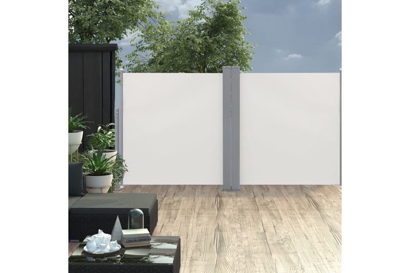 sammenrullelig sidemarkise 100 x 600 cm cremefarvet - Creme - Balkonmarkise - Markiser - Sidemarkise - Altanafskærmning