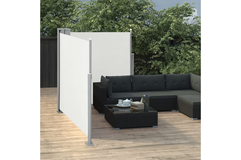 sammenrullelig sidemarkise 100 x 600 cm cremefarvet - Creme - Havemøbler - Solafskærmning - Markiser - Balkonmarkise