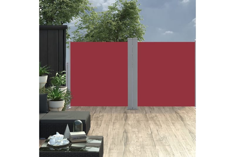 sammenrullelig sidemarkise 100 x 600 cm rød - Rød - Markiser - Balkonmarkise - Altanafskærmning - Sidemarkise
