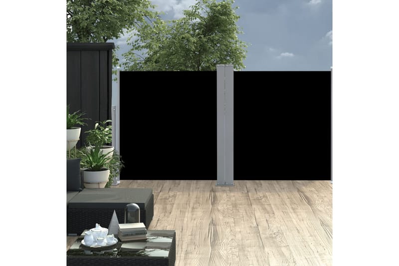 sammenrullelig sidemarkise 100 x 600 cm sort - Sort - Havemøbler - Solafskærmning - Markiser - Balkonmarkise