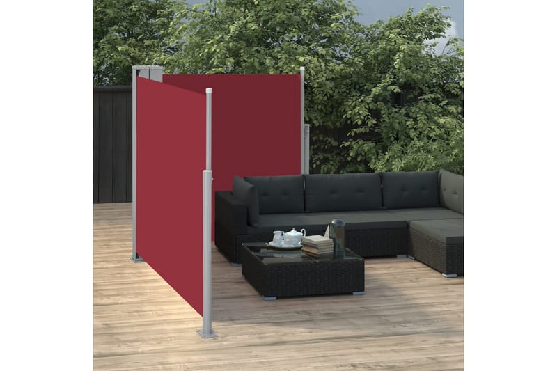sammenrullelig sidemarkise 120 x 600 cm red - Rød - Balkonmarkise - Markiser - Sidemarkise - Altanafskærmning