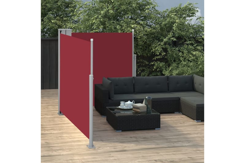 sammenrullelig sidemarkise 120 x 600 cm red - Rød - Havemøbler - Solafskærmning - Markiser - Balkonmarkise