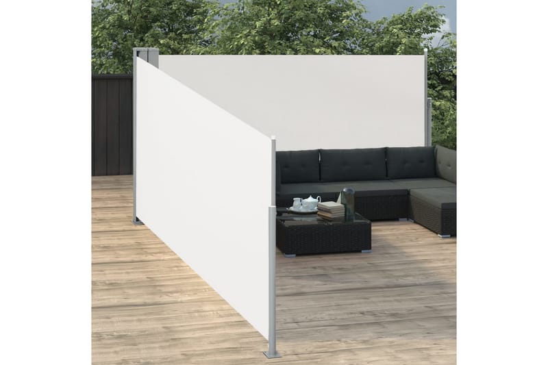 sammenrullelig sidemarkise 140 x 1000 cm cremefarvet - Creme - Havemøbler - Solafskærmning - Markiser - Balkonmarkise