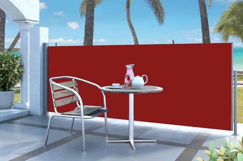 Sammenrullelig Sidemarkise 140 X 300 Cm Rød - Rød - Havemøbler - Solafskærmning - Markiser - Balkonmarkise
