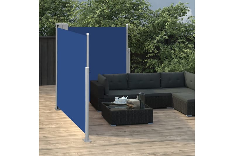 sammenrullelig sidemarkise 140 x 600 cm blå - Blå - Havemøbler - Solafskærmning - Markiser - Balkonmarkise