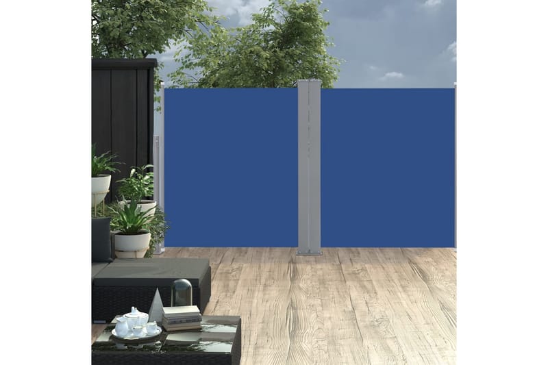 sammenrullelig sidemarkise 140 x 600 cm blå - Blå - Balkonmarkise - Markiser - Sidemarkise - Altanafskærmning